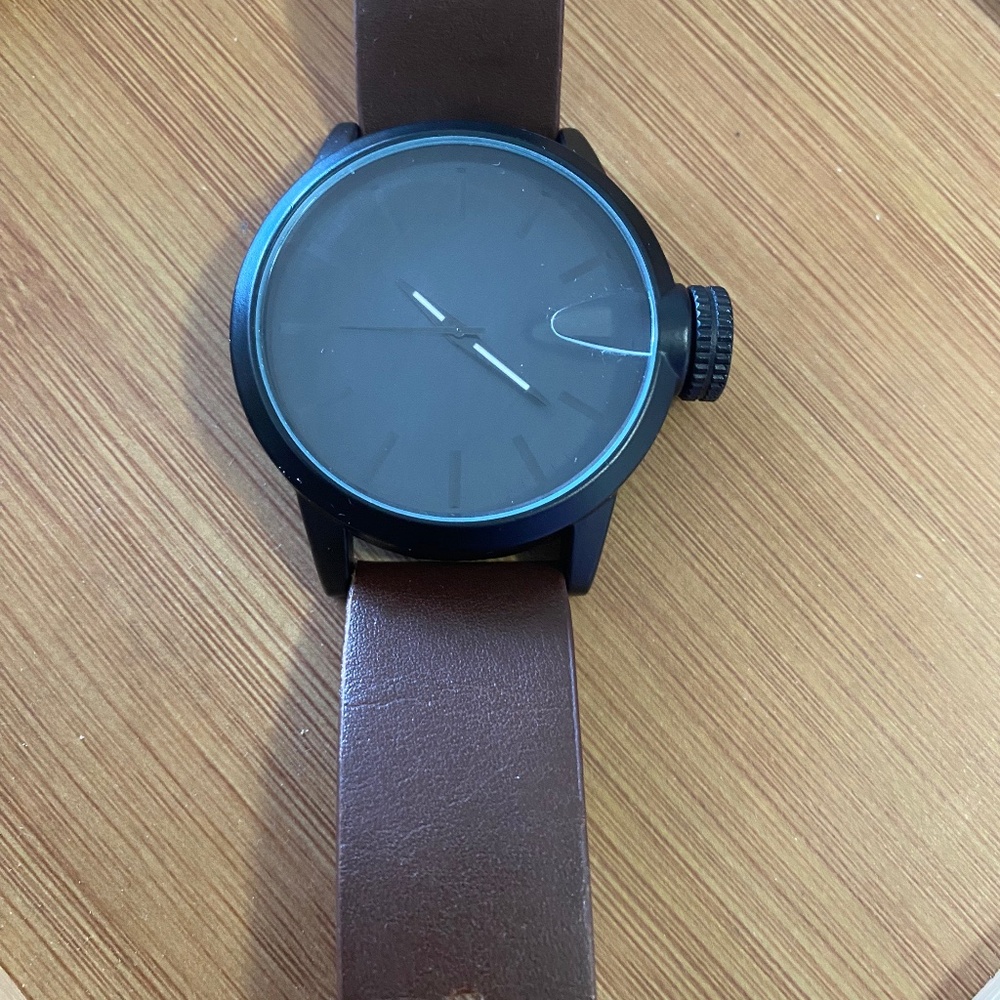 Aldo Etigoma Men’s Minimalist Watch – Style S-5337 – Black Dial & Brown Leather